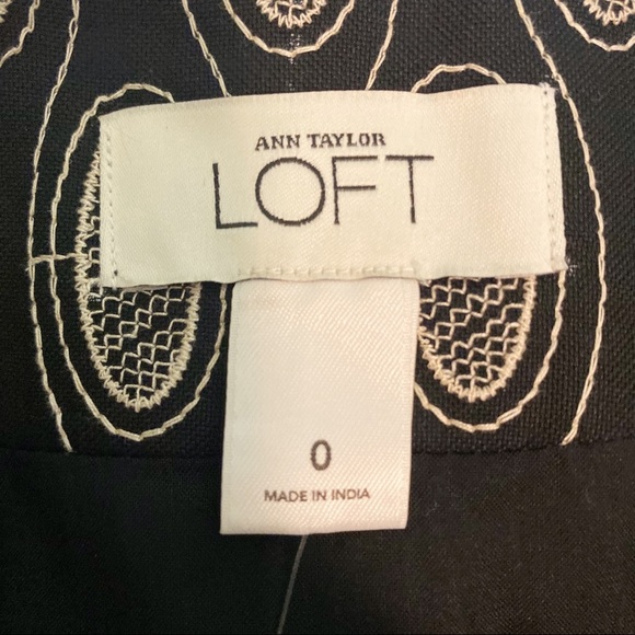 LOFT COTTON Embroidered Design Black Skirt 0 NWT - Picture 7 of 10